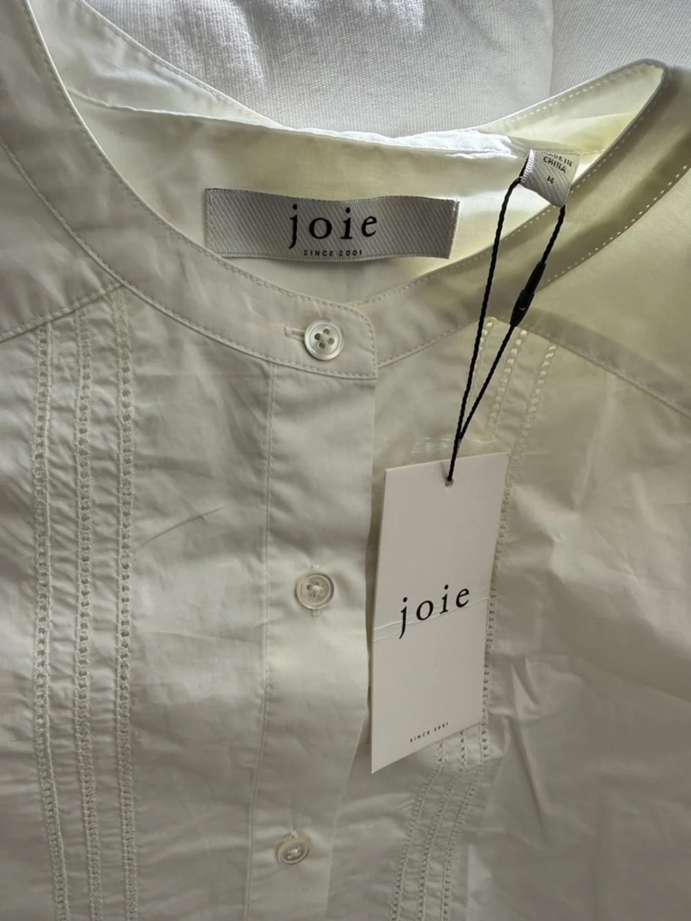 Joie Cream Eyelet-Trim Button Front Blouse - Picture 2 of 5